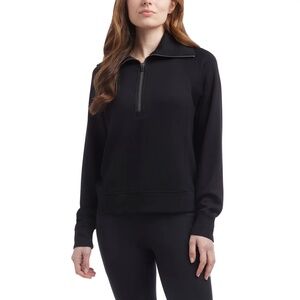 Danskin Women's Luxe Half Zip Top Black Salt Pullover NWT NEW S M
